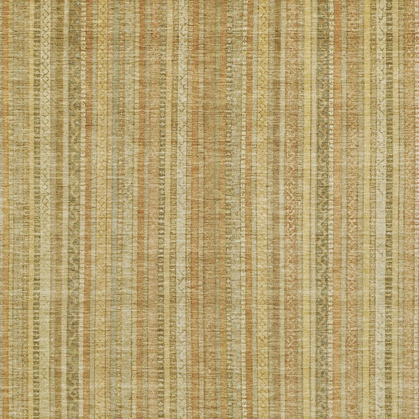 HomeRoots 5' Striped Indoor Outdoor Area Rug in Wheat Gold and Beige - Durable, Washable, Elegant Style 8' X 10' 616415