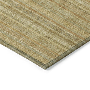 HomeRoots 5' Striped Indoor Outdoor Area Rug in Wheat Gold and Beige - Durable, Washable, Elegant Style 8' X 10' 616415