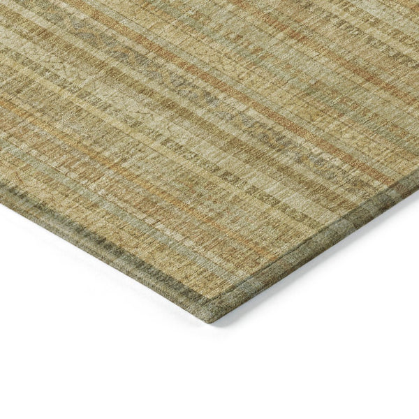 HomeRoots 5' Striped Indoor Outdoor Area Rug in Wheat Gold and Beige - Durable, Washable, Elegant Style 8' X 10' 616415