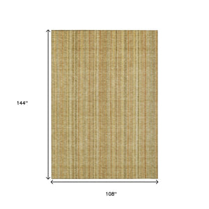 HomeRoots 9' Wheat Gold and Beige Striped Washable Area Rug - Durable, Stylish, Indoor/Outdoor, Easy Care! 616416