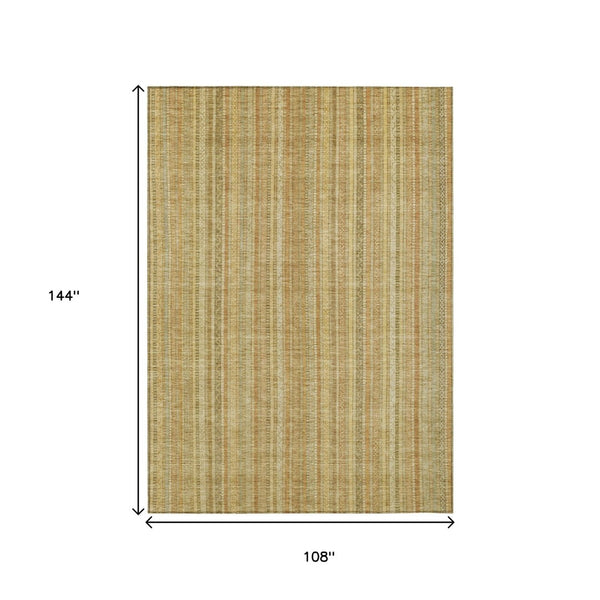 HomeRoots 9' Wheat Gold and Beige Striped Washable Area Rug - Durable, Stylish, Indoor/Outdoor, Easy Care! 616416