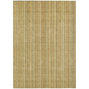 HomeRoots 5' Striped Indoor Outdoor Area Rug in Wheat Gold and Beige - Durable, Washable, Elegant Style 10' X 14' 616417