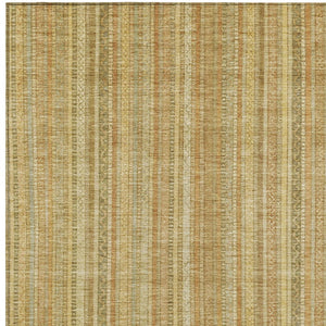 HomeRoots 5' Striped Indoor Outdoor Area Rug in Wheat Gold and Beige - Durable, Washable, Elegant Style 10' X 14' 616417