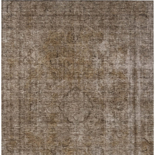 HomeRoots 5' Brown and Beige Medallion Washable Indoor Outdoor Area Rug for Elegant Spaces and Easy Care 5' X 8' 616419