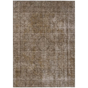 HomeRoots 5' Brown and Beige Medallion Washable Indoor Outdoor Area Rug for Elegant Spaces and Easy Care 5' X 8' 616419