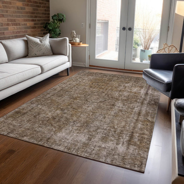 HomeRoots 5' Brown and Beige Medallion Washable Indoor Outdoor Area Rug for Elegant Spaces and Easy Care 5' X 8' 616419