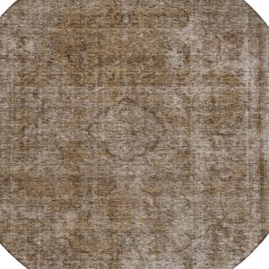 HomeRoots 5' Brown and Beige Medallion Washable Indoor Outdoor Area Rug for Elegant Spaces and Easy Care 8' Round 616420