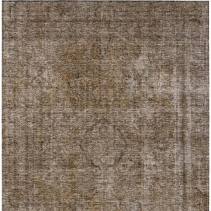 HomeRoots 5' Brown and Beige Medallion Washable Indoor Outdoor Area Rug for Elegant Spaces and Easy Care 8' X 10' 616421