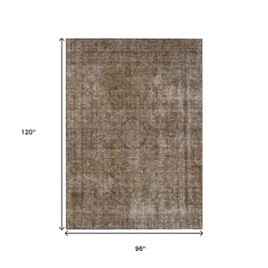HomeRoots 5' Brown and Beige Medallion Washable Indoor Outdoor Area Rug for Elegant Spaces and Easy Care 8' X 10' 616421