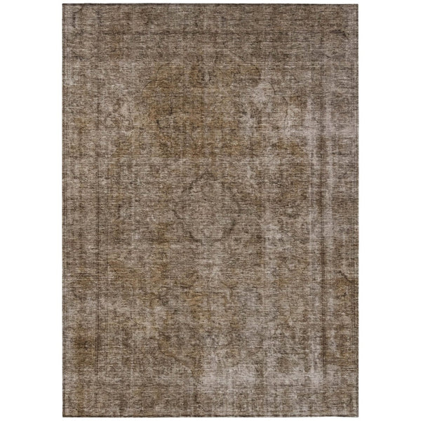 HomeRoots 5' Brown and Beige Medallion Washable Indoor Outdoor Area Rug for Elegant Spaces and Easy Care 8' X 10' 616421