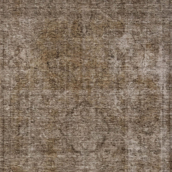 HomeRoots 5' Brown and Beige Medallion Washable Indoor Outdoor Area Rug for Elegant Spaces and Easy Care 8' X 10' 616421