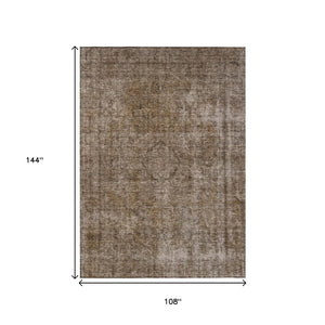 HomeRoots 5' Brown and Beige Medallion Washable Indoor Outdoor Area Rug for Elegant Spaces and Easy Care 9' X 12' 616422