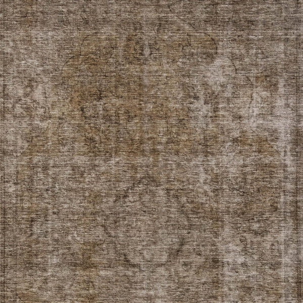 HomeRoots 5' Brown and Beige Medallion Washable Indoor Outdoor Area Rug for Elegant Spaces and Easy Care 9' X 12' 616422