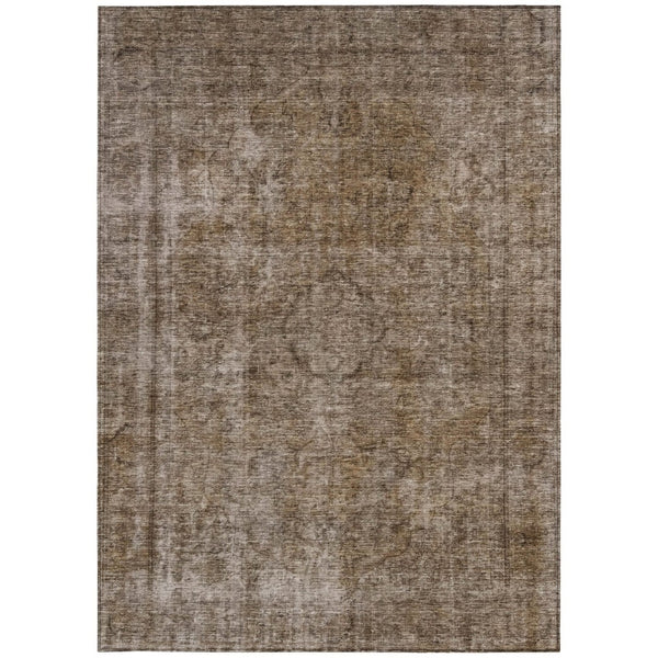 HomeRoots 5' Brown and Beige Medallion Washable Indoor Outdoor Area Rug for Elegant Spaces and Easy Care 10' X 14' 616423