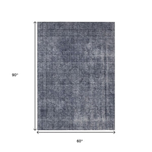 HomeRoots 5' Blue and Gray Medallion Area Rug - Durable, Stylish, and Washable for Indoor and Outdoor Use 5' X 8' 616425