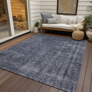 HomeRoots 5' Blue and Gray Medallion Area Rug - Durable, Stylish, and Washable for Indoor and Outdoor Use 5' X 8' 616425