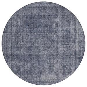 HomeRoots 5' Blue and Gray Medallion Area Rug - Durable, Stylish, and Washable for Indoor and Outdoor Use 8' Round 616426