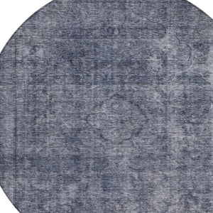 HomeRoots 5' Blue and Gray Medallion Area Rug - Durable, Stylish, and Washable for Indoor and Outdoor Use 8' Round 616426