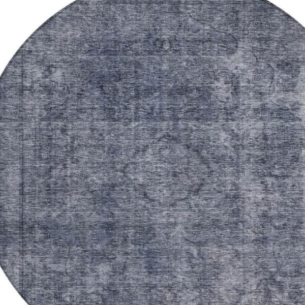 HomeRoots 5' Blue and Gray Medallion Area Rug - Durable, Stylish, and Washable for Indoor and Outdoor Use 8' Round 616426