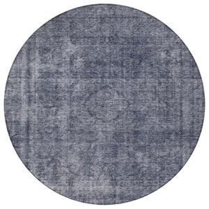 HomeRoots 5' Blue and Gray Medallion Area Rug - Durable, Stylish, and Washable for Indoor and Outdoor Use 8' Round 616426