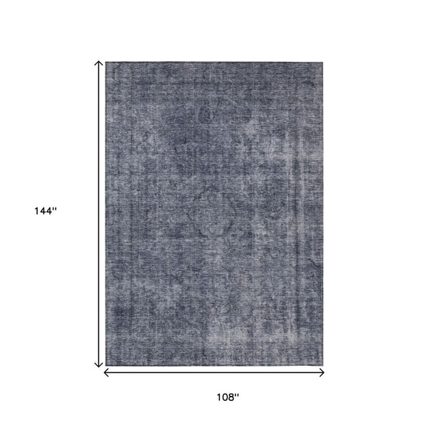 HomeRoots 5' Blue and Gray Medallion Area Rug - Durable, Stylish, and Washable for Indoor and Outdoor Use 9' X 12' 616428