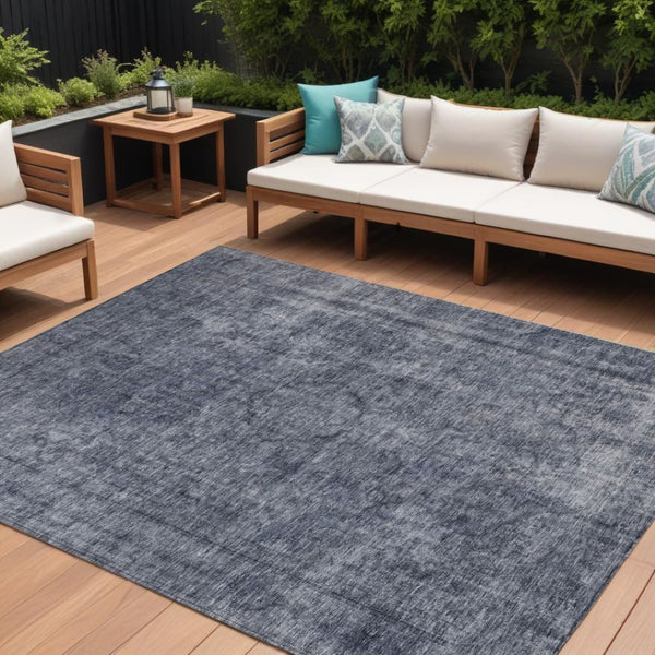 HomeRoots 5' Blue and Gray Medallion Area Rug - Durable, Stylish, and Washable for Indoor and Outdoor Use 10' X 14' 616429