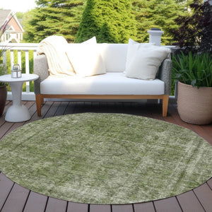 HomeRoots 5' Green and Silver Medallion Indoor Outdoor Area Rug - Stylish, Durable, Machine Washable Design 8' Round 616432