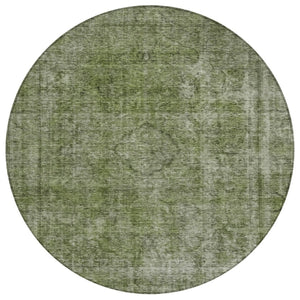 HomeRoots 5' Green and Silver Medallion Indoor Outdoor Area Rug - Stylish, Durable, Machine Washable Design 8' Round 616432