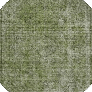HomeRoots 5' Green and Silver Medallion Indoor Outdoor Area Rug - Stylish, Durable, Machine Washable Design 8' Round 616432