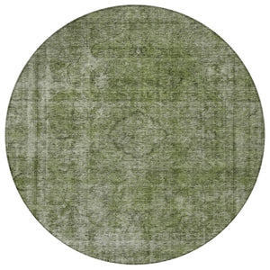 HomeRoots 5' Green and Silver Medallion Indoor Outdoor Area Rug - Stylish, Durable, Machine Washable Design 8' Round 616432