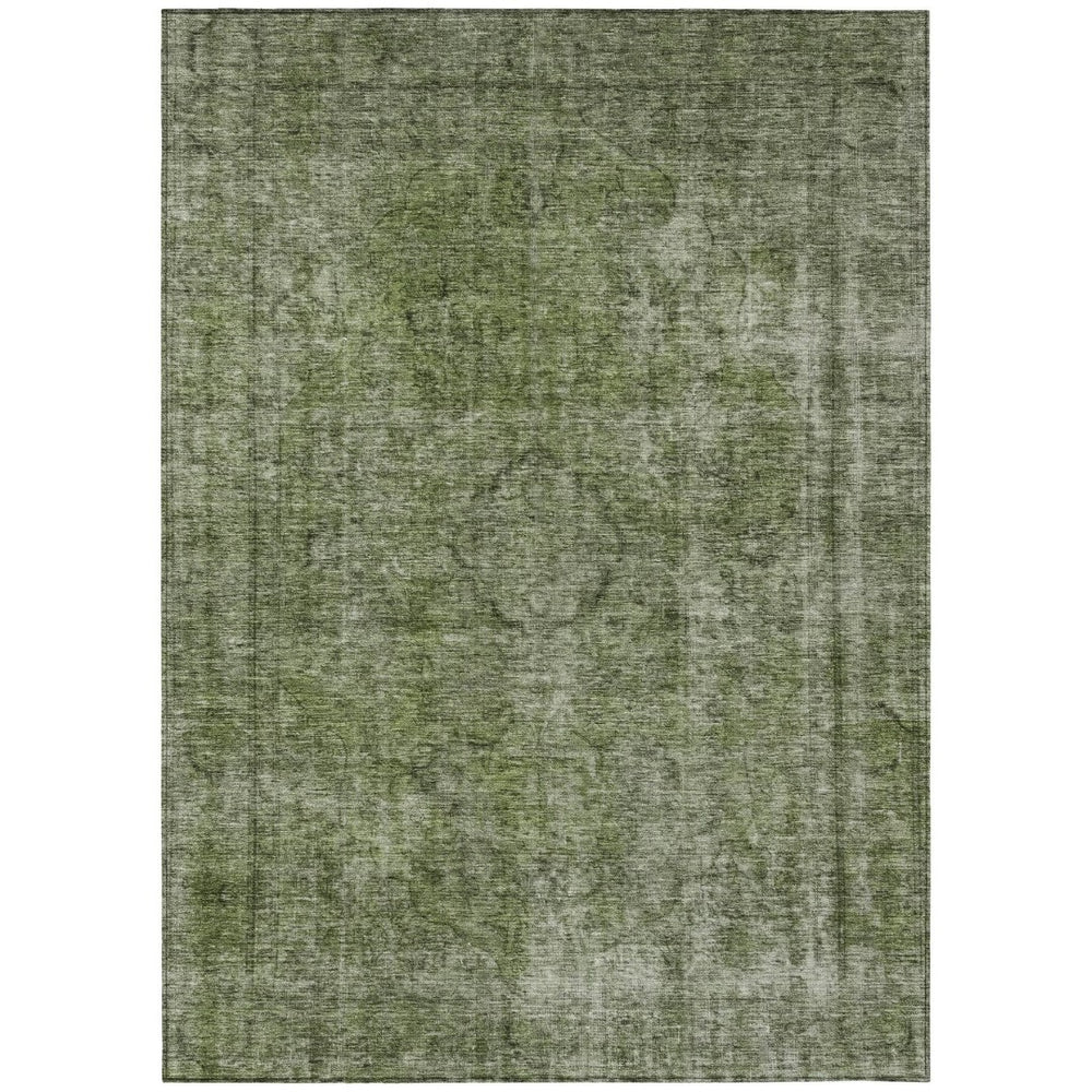 HomeRoots 5' Green and Silver Medallion Indoor Outdoor Area Rug - Stylish, Durable, Machine Washable Design 8' X 10' 616433