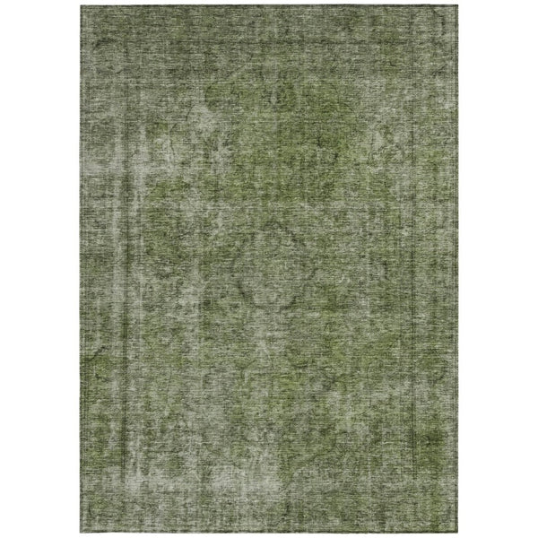HomeRoots 5' Green and Silver Medallion Indoor Outdoor Area Rug - Stylish, Durable, Machine Washable Design 9' X 12' 616434