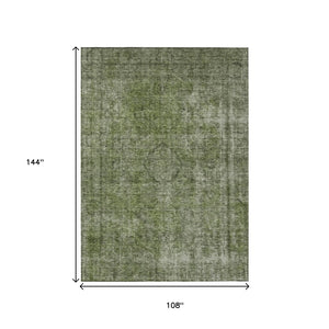 HomeRoots 5' Green and Silver Medallion Indoor Outdoor Area Rug - Stylish, Durable, Machine Washable Design 9' X 12' 616434