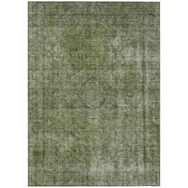 HomeRoots 5' Green and Silver Medallion Indoor Outdoor Area Rug - Stylish, Durable, Machine Washable Design 9' X 12' 616434