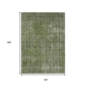 HomeRoots 5' Green and Silver Medallion Indoor Outdoor Area Rug - Stylish, Durable, Machine Washable Design 10' X 14' 616435