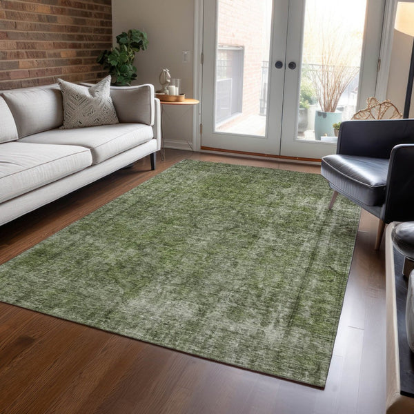 HomeRoots 5' Green and Silver Medallion Indoor Outdoor Area Rug - Stylish, Durable, Machine Washable Design 10' X 14' 616435