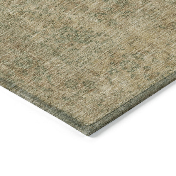 HomeRoots 5' Timeless Artichoke Green and Beige Medallion Indoor Outdoor Area Rug - Washable & Durable Design 5' X 8' 616443
