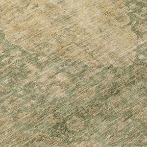 HomeRoots 5' Timeless Artichoke Green and Beige Medallion Indoor Outdoor Area Rug - Washable & Durable Design 8' Round 616444