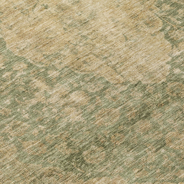 HomeRoots 5' Timeless Artichoke Green and Beige Medallion Indoor Outdoor Area Rug - Washable & Durable Design 8' Round 616444
