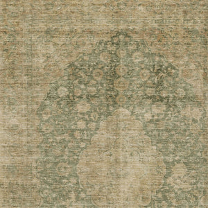 HomeRoots 5' Timeless Artichoke Green and Beige Medallion Indoor Outdoor Area Rug - Washable & Durable Design 9' X 12' 616446