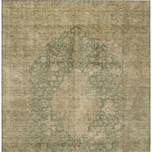 HomeRoots 5' Timeless Artichoke Green and Beige Medallion Indoor Outdoor Area Rug - Washable & Durable Design 10' X 14' 616447