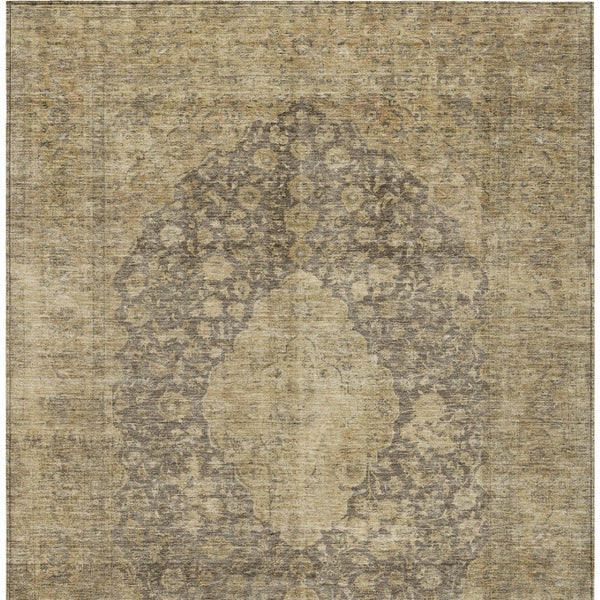 HomeRoots 5' Timeless Brown and Beige Medallion Area Rug - Washable Indoor/Outdoor Design for Durability & Style 5' X 8' 616449