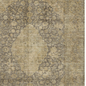 HomeRoots 5' Timeless Brown and Beige Medallion Area Rug - Washable Indoor/Outdoor Design for Durability & Style 5' X 8' 616449