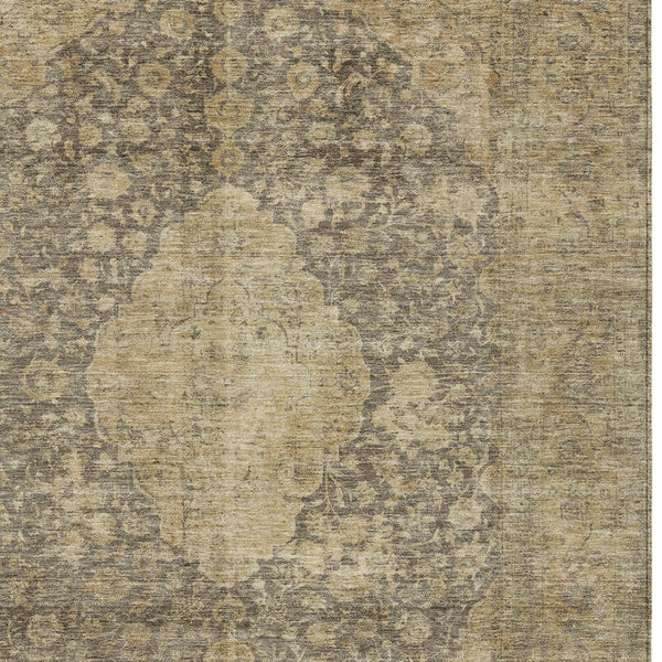 HomeRoots 5' Timeless Brown and Beige Medallion Area Rug - Washable Indoor/Outdoor Design for Durability & Style 5' X 8' 616449