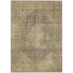 HomeRoots 5' Timeless Brown and Beige Medallion Area Rug - Washable Indoor/Outdoor Design for Durability & Style 8' X 10' 616451