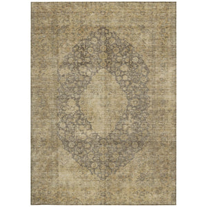 HomeRoots 5' Timeless Brown and Beige Medallion Area Rug - Washable Indoor/Outdoor Design for Durability & Style 9' X 12' 616452