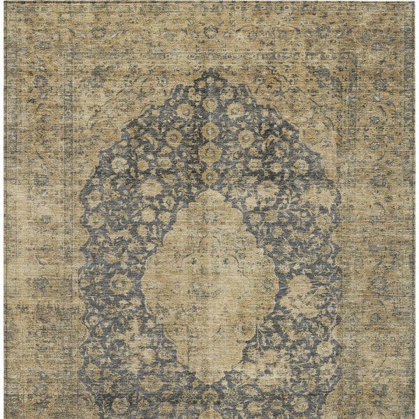 HomeRoots 5' Charcoal and Beige Medallion Washable Area Rug for Indoor and Outdoor Use - Durable and Stylish 8' X 10' 616463