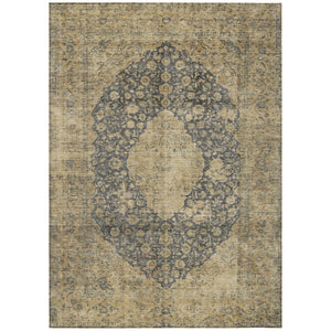 HomeRoots 5' Charcoal and Beige Medallion Washable Area Rug for Indoor and Outdoor Use - Durable and Stylish 8' X 10' 616463