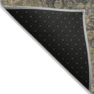 HomeRoots 5' Charcoal and Beige Medallion Washable Area Rug for Indoor and Outdoor Use - Durable and Stylish 8' X 10' 616463