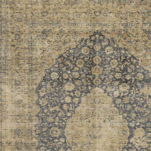 HomeRoots 5' Charcoal and Beige Medallion Washable Area Rug for Indoor and Outdoor Use - Durable and Stylish 8' X 10' 616463